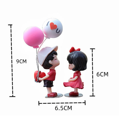 Anime Couples For Car Ornament Model Cute Kiss Balloon Figure Auto Interior Decoration Pink Dashboard Figurine Accessories Gifts