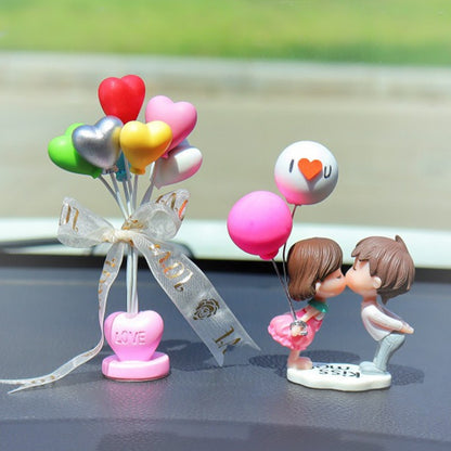 Anime Couples For Car Ornament Model Cute Kiss Balloon Figure Auto Interior Decoration Pink Dashboard Figurine Accessories Gifts