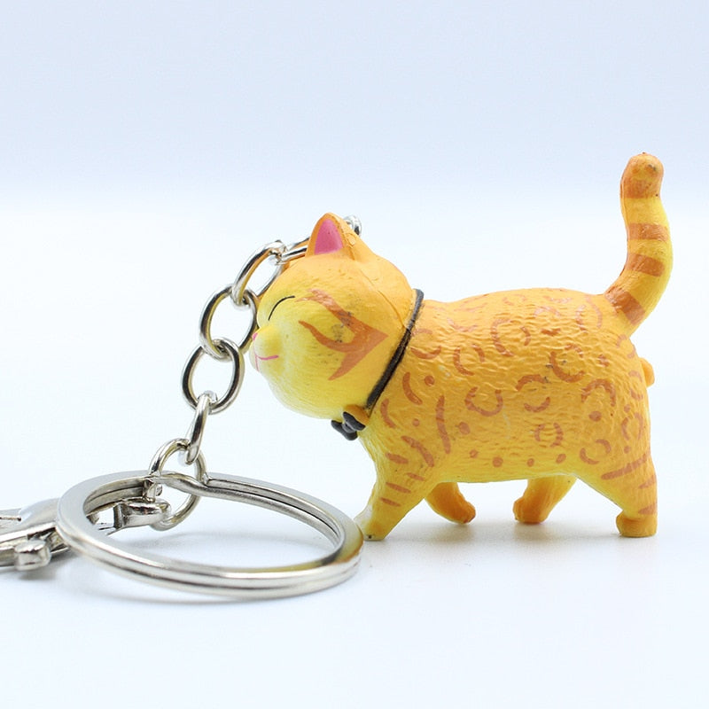 9 Color Cartoon Lovely Resin Bell Cat Keyring Car Pendant Bag Ornament Trinket for Women Keychain Couple Best Friend Pet Jewelry