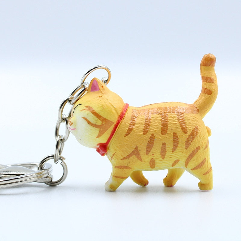 9 Color Cartoon Lovely Resin Bell Cat Keyring Car Pendant Bag Ornament Trinket for Women Keychain Couple Best Friend Pet Jewelry