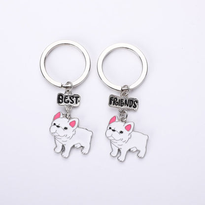 French Bulldog Car Key Chains Cute Keyring Metal Pet Dog Pendant Bag Charm Men Women Keychain Key Ring Holder Gifts