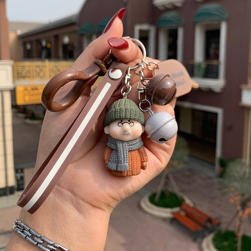 Kawaii Creative Couple Lovers Keychain A Pair Of Cute Men And Women Car Key Ring Female Backpack BAG Pendant Bell Lanyard