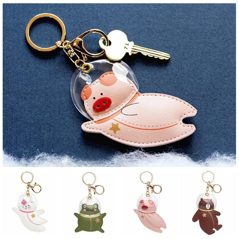 Astronaut Creative Keychains Top Grade Leather Car Key Chains Student Girl Lovely Bag Charm Decoration Gift KeyRings Wholesale