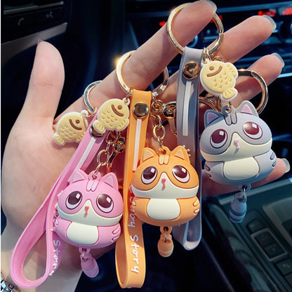 Ins Cute Cat Kawaii Keychain Female Creative Car Key Pendant Couple Lovers Backpack Phone Lanyard Girl Gift Toy Doll Accessories