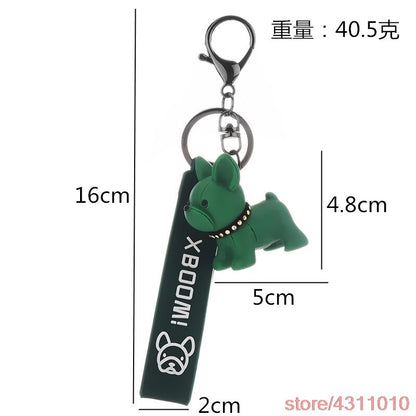 Fashion Punk French Bulldog Keychain PU Leather Dog Keychains for Women Bag Pendant Jewelry Trinket Men's Car Key Ring Key Chain