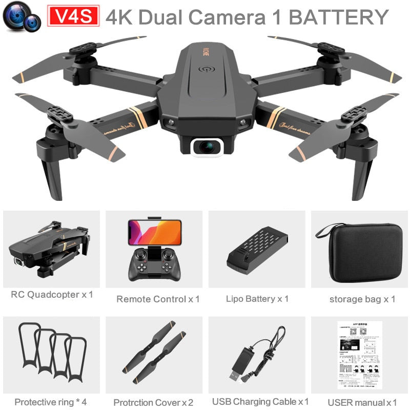 4DRC V4 RC Drone 4K 1080P HD Wide Angle Camera WiFi Fpv Dual Camera Foldable Quadcopter Real Time Transmission Dron Gift Toys