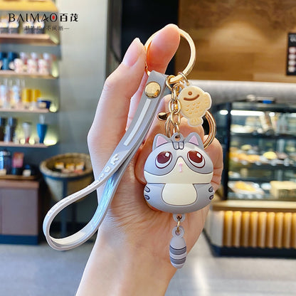 Ins Cute Cat Kawaii Keychain Female Creative Car Key Pendant Couple Lovers Backpack Phone Lanyard Girl Gift Toy Doll Accessories