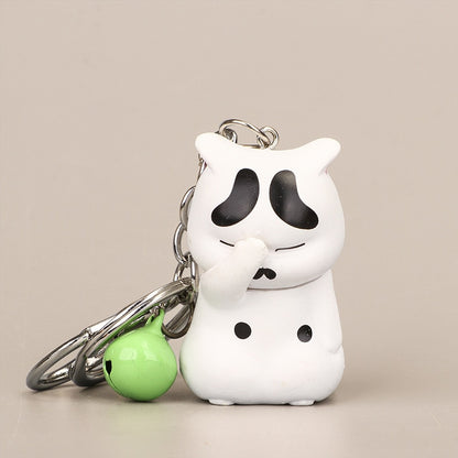 Cute Shy Cat Keychains Chubby Kitten Keyring Trinket Bag Ornament Keys Organizer Fashion Animal Jewelry Women Accessories