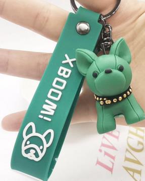 Fashion Punk French Bulldog Keychain PU Leather Dog Keychains for Women Bag Pendant Jewelry Trinket Men's Car Key Ring Key Chain