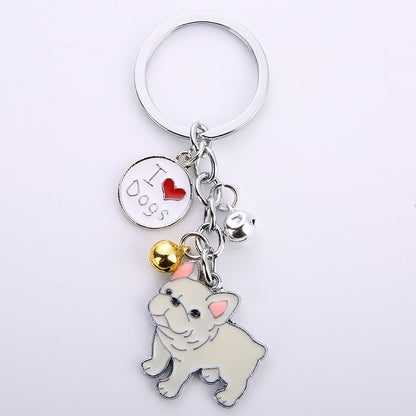 French Bulldog Car Key Chains Cute Keyring Metal Pet Dog Pendant Bag Charm Men Women Keychain Key Ring Holder Gifts