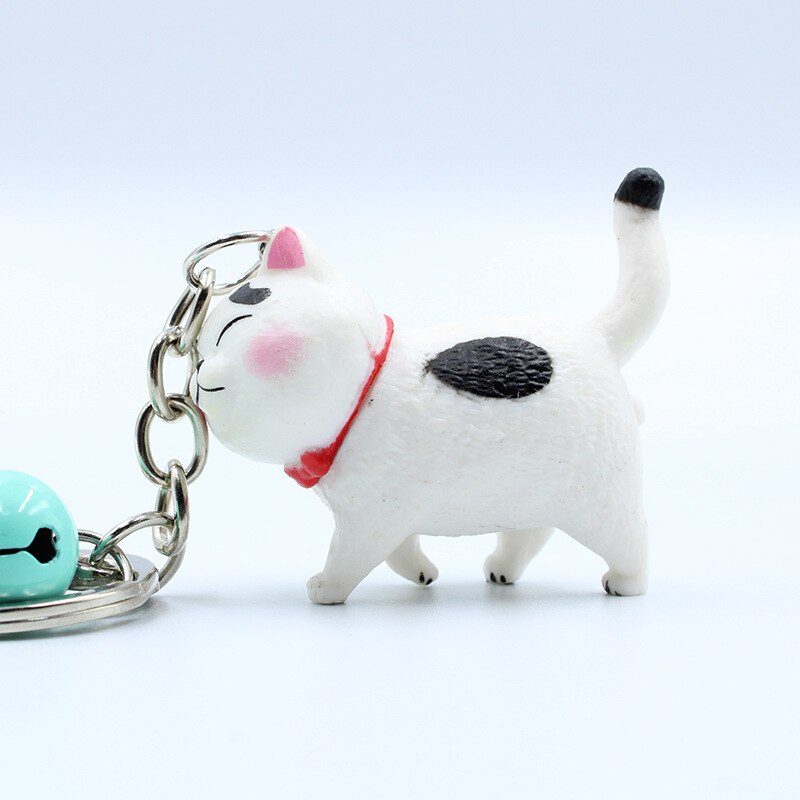 9 Color Cartoon Lovely Resin Bell Cat Keyring Car Pendant Bag Ornament Trinket for Women Keychain Couple Best Friend Pet Jewelry