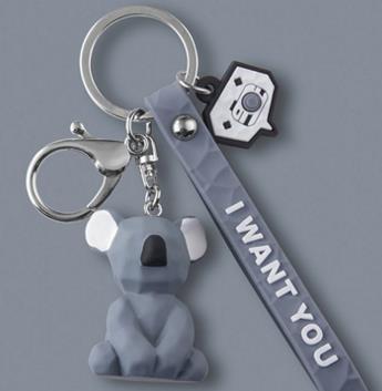 Fashion Punk French Bulldog Keychain PU Leather Dog Keychains for Women Bag Pendant Jewelry Trinket Men's Car Key Ring Key Chain