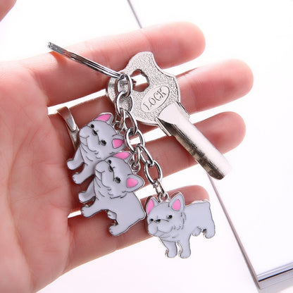 French Bulldog Car Key Chains Cute Keyring Metal Pet Dog Pendant Bag Charm Men Women Keychain Key Ring Holder Gifts