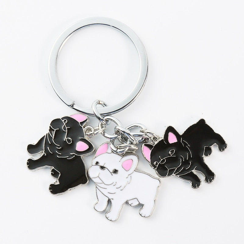 French Bulldog Car Key Chains Cute Keyring Metal Pet Dog Pendant Bag Charm Men Women Keychain Key Ring Holder Gifts