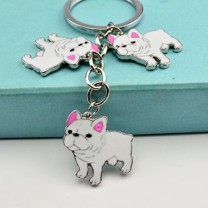 French Bulldog Car Key Chains Cute Keyring Metal Pet Dog Pendant Bag Charm Men Women Keychain Key Ring Holder Gifts