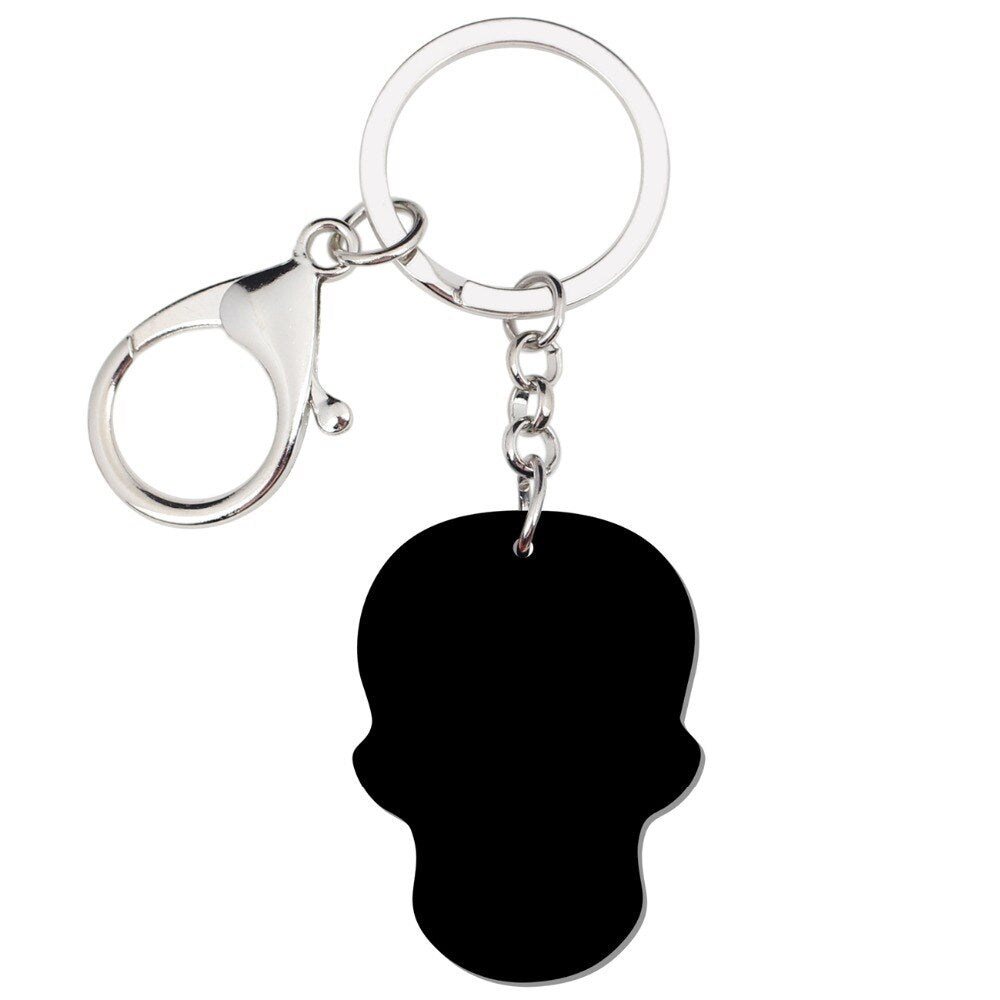 Bonsny Acrylic Cartoon Halloween Skeleton Novelty Skull Key Chains Keyrings For Women Ladies Teens Handbag Car Key Charms Gift