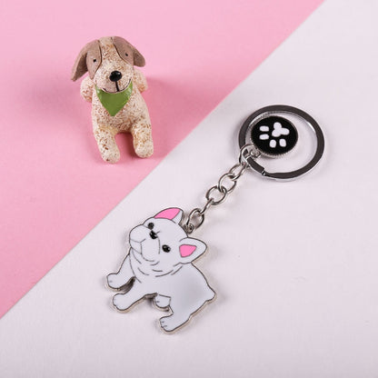 French Bulldog Car Key Chains Cute Keyring Metal Pet Dog Pendant Bag Charm Men Women Keychain Key Ring Holder Gifts