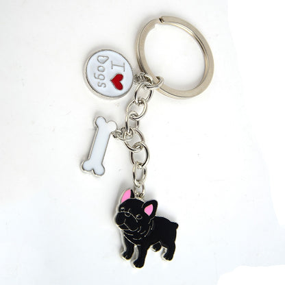 French Bulldog Car Key Chains Cute Keyring Metal Pet Dog Pendant Bag Charm Men Women Keychain Key Ring Holder Gifts