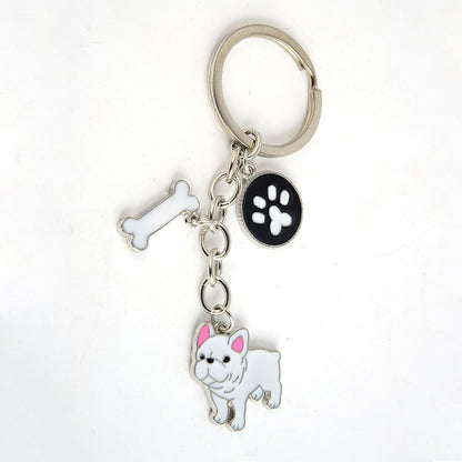 French Bulldog Car Key Chains Cute Keyring Metal Pet Dog Pendant Bag Charm Men Women Keychain Key Ring Holder Gifts