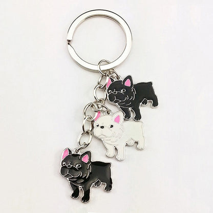 French Bulldog Car Key Chains Cute Keyring Metal Pet Dog Pendant Bag Charm Men Women Keychain Key Ring Holder Gifts