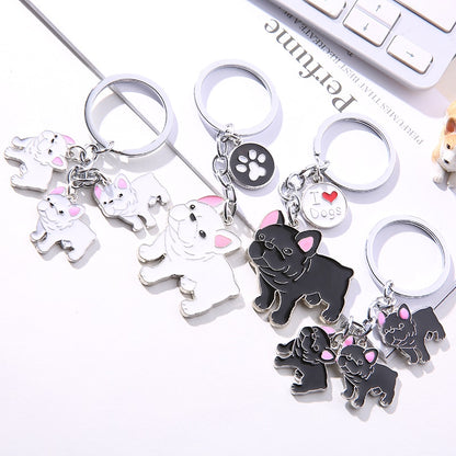 French Bulldog Car Key Chains Cute Keyring Metal Pet Dog Pendant Bag Charm Men Women Keychain Key Ring Holder Gifts