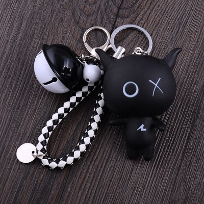 Cartoon XO X O  Animal Keychain Women Fur Pom poms Pompom Key Ring Chains Leather Trinket Car Bag Charm D101