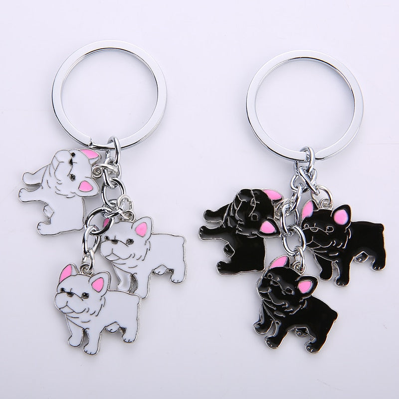 French Bulldog Car Key Chains Cute Keyring Metal Pet Dog Pendant Bag Charm Men Women Keychain Key Ring Holder Gifts