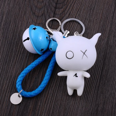 Cartoon XO X O  Animal Keychain Women Fur Pom poms Pompom Key Ring Chains Leather Trinket Car Bag Charm D101