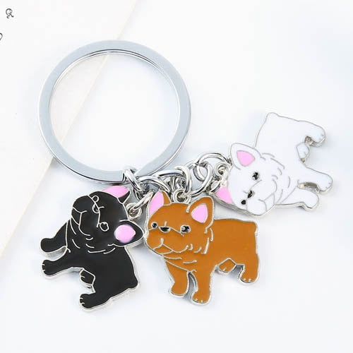 French Bulldog Car Key Chains Cute Keyring Metal Pet Dog Pendant Bag Charm Men Women Keychain Key Ring Holder Gifts