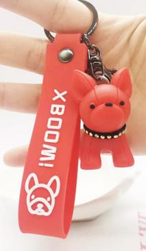 Fashion Punk French Bulldog Keychain PU Leather Dog Keychains for Women Bag Pendant Jewelry Trinket Men's Car Key Ring Key Chain