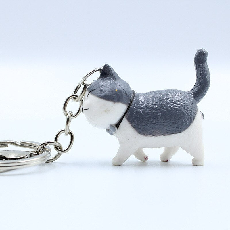 9 Color Cartoon Lovely Resin Bell Cat Keyring Car Pendant Bag Ornament Trinket for Women Keychain Couple Best Friend Pet Jewelry