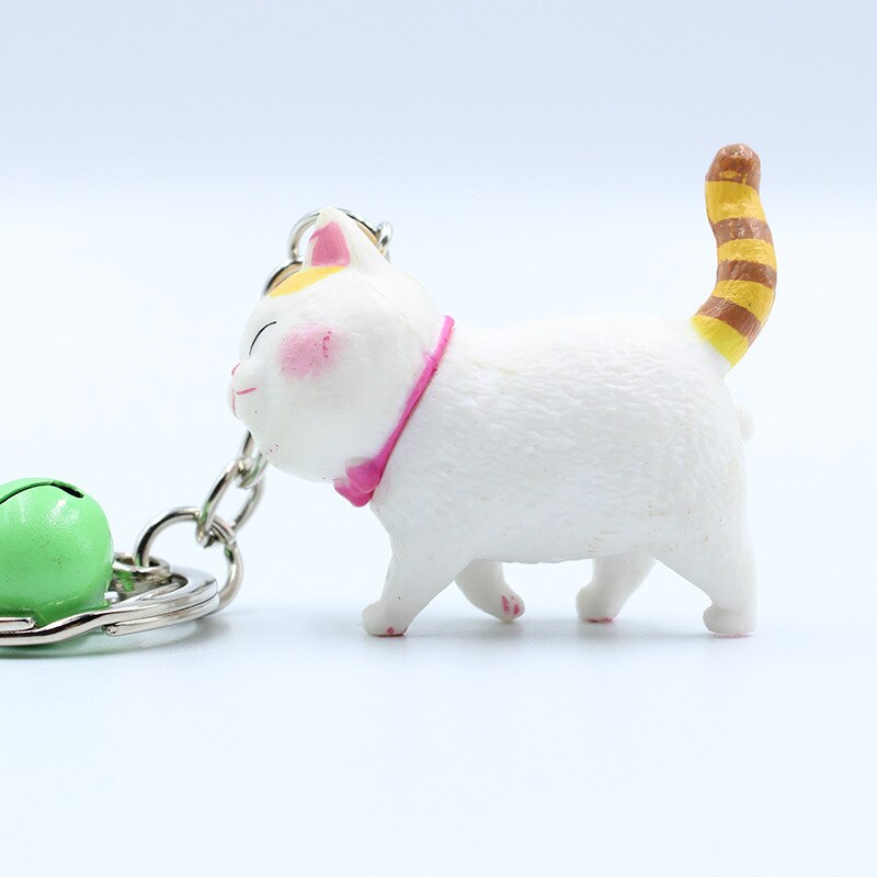 9 Color Cartoon Lovely Resin Bell Cat Keyring Car Pendant Bag Ornament Trinket for Women Keychain Couple Best Friend Pet Jewelry