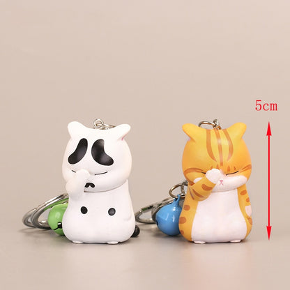 Cute Shy Cat Keychains Chubby Kitten Keyring Trinket Bag Ornament Keys Organizer Fashion Animal Jewelry Women Accessories