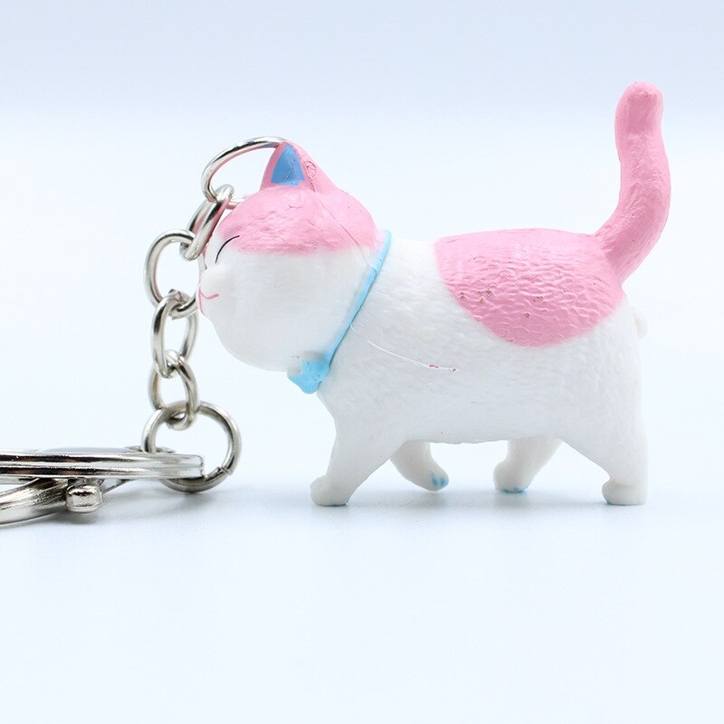 9 Color Cartoon Lovely Resin Bell Cat Keyring Car Pendant Bag Ornament Trinket for Women Keychain Couple Best Friend Pet Jewelry