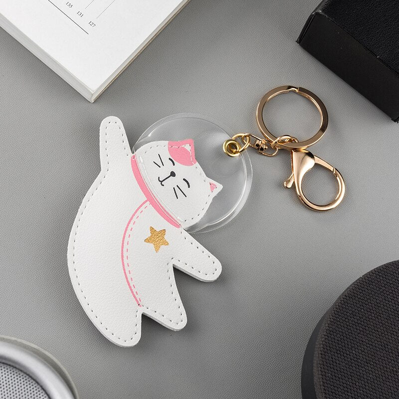 Astronaut Creative Keychains Top Grade Leather Car Key Chains Student Girl Lovely Bag Charm Decoration Gift KeyRings Wholesale