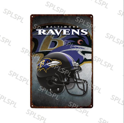 Football Sports Art Tin Sign Posters Famous Rugby Teams Helmet Metal Print Plates Man Cave Pub Bar Sign Wall Decor Metal Plaques